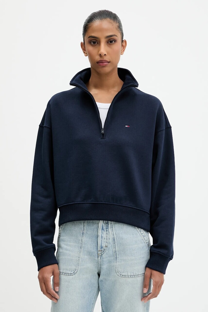 Bavlnená mikina Tommy Jeans tmavomodrá farba, jednofarebná, DW0DW21589