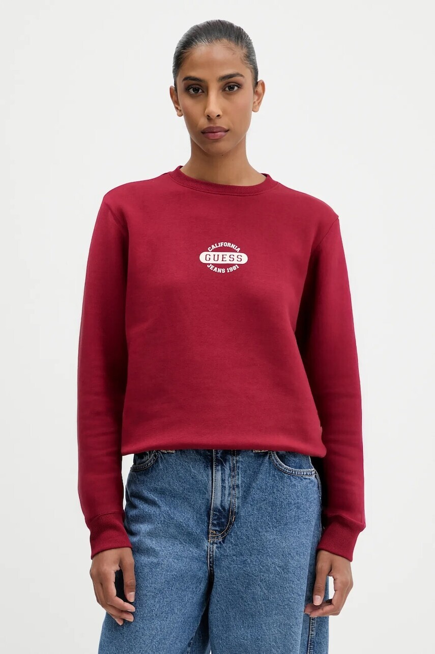 Mikina Guess Jeans bordová farba, vzorovaná, W5BQ07 KC811