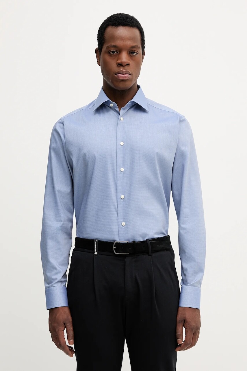 Bavlnená košeľa Eton modrá farba, slim, s klasickým golierom, 100014442