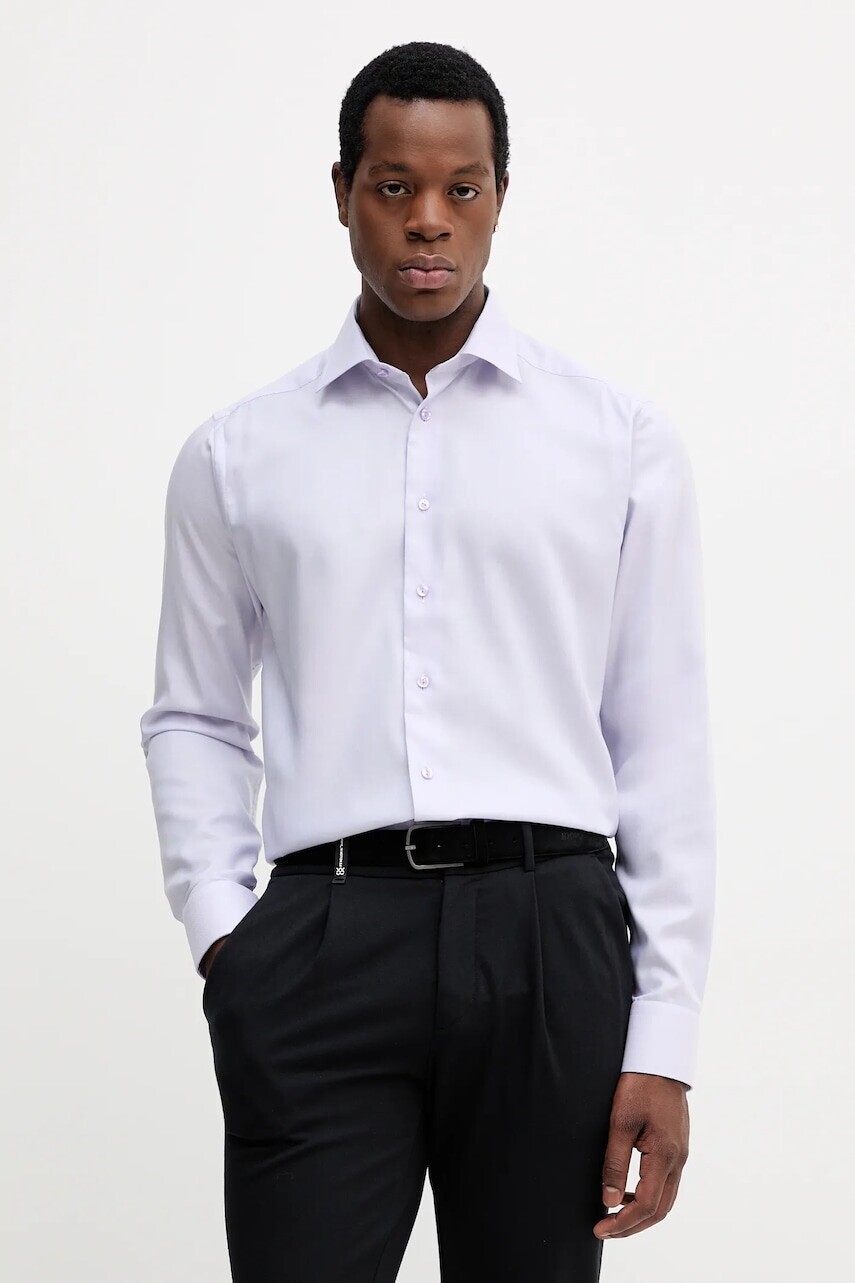 Bavlnená košeľa Eton fialová farba, slim, s klasickým golierom, 100013943