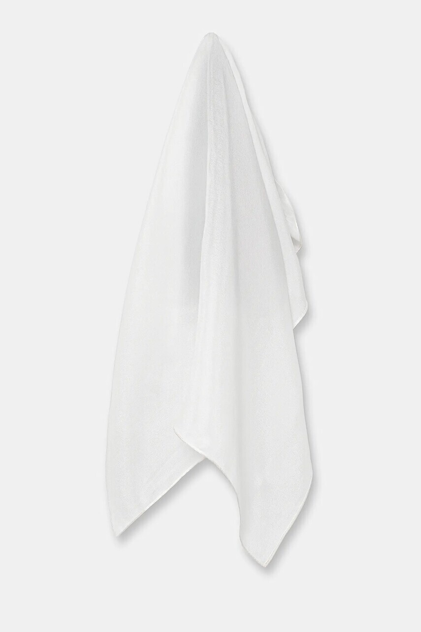 Hodvábna šatka Answear.LAB biela farba, jednofarebná