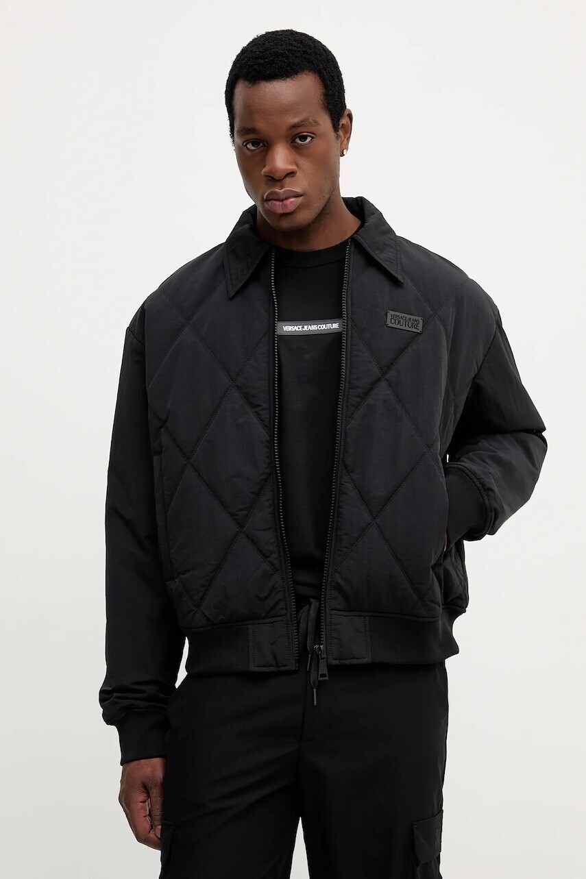 Bunda Versace Jeans Couture čierna farba, prechodná, oversize, 79GAS420 CQ12D