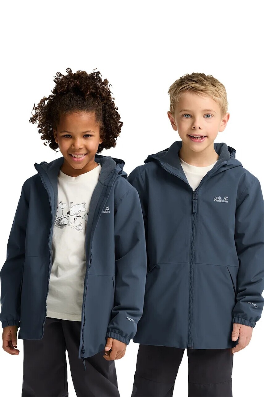 Detská bunda Jack Wolfskin SNOW DAYS JKT KIDS tmavomodrá farba, A65320