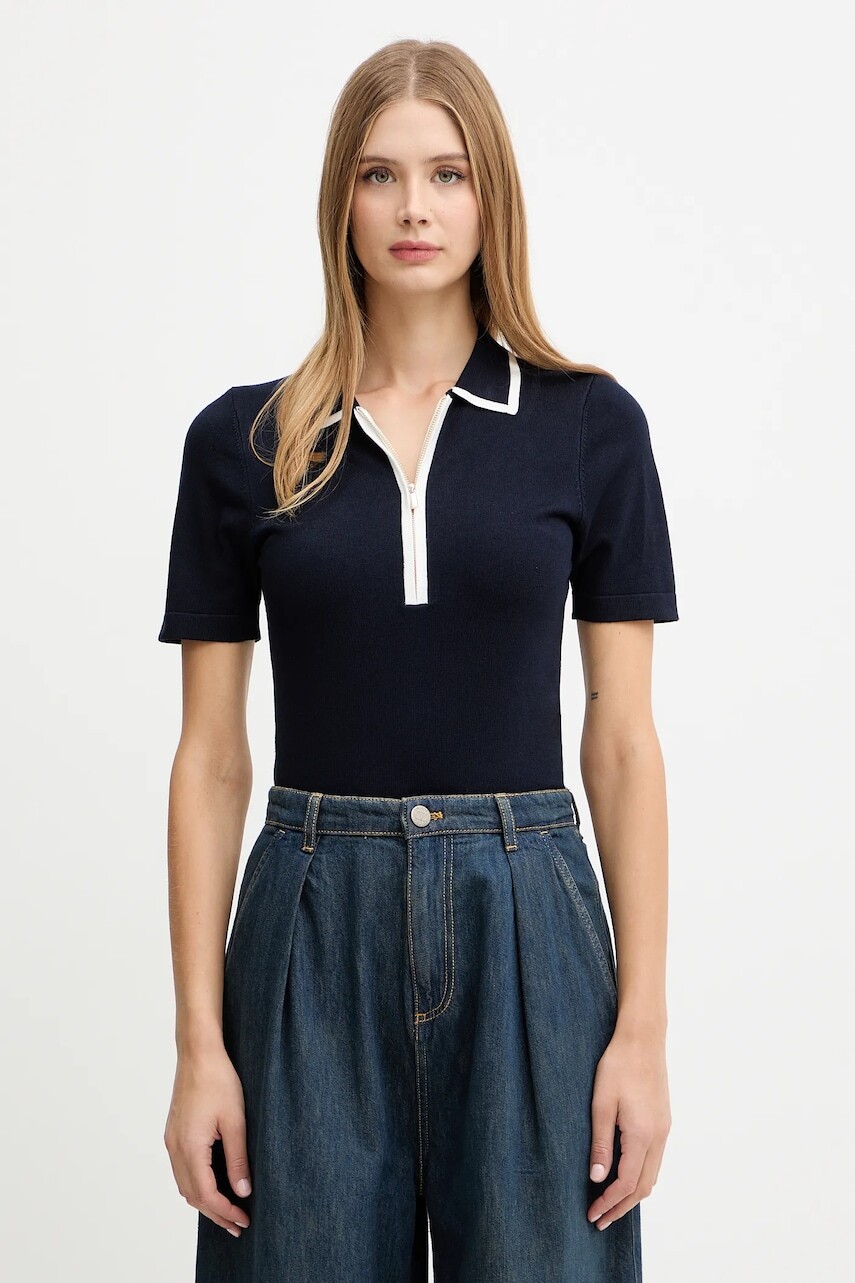 Polo tričko Morgan dámske, tmavomodrá farba, MBICOSI
