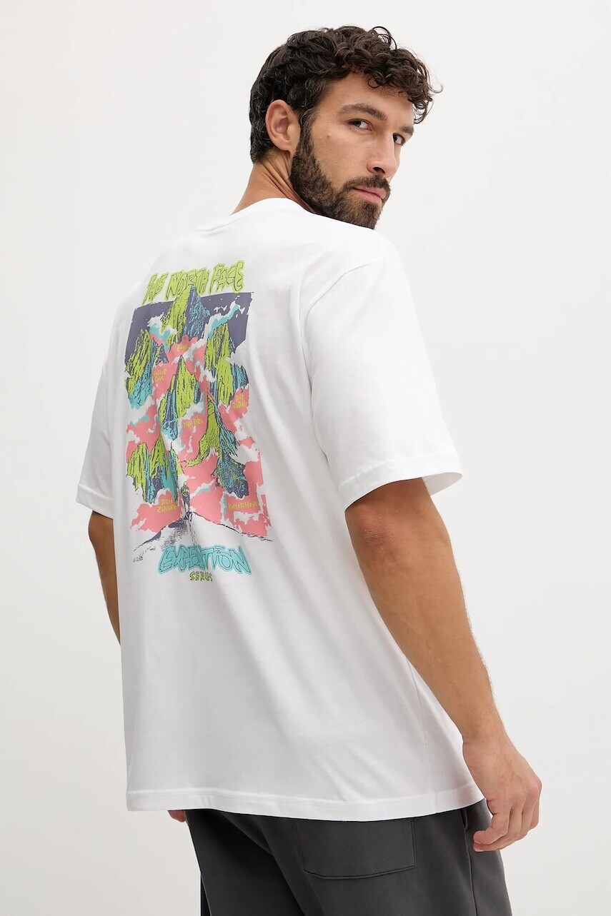 Bavlnené tričko The North Face Expedition Celebration pánske, biela farba, vzorované, NF0A8E3CFN41