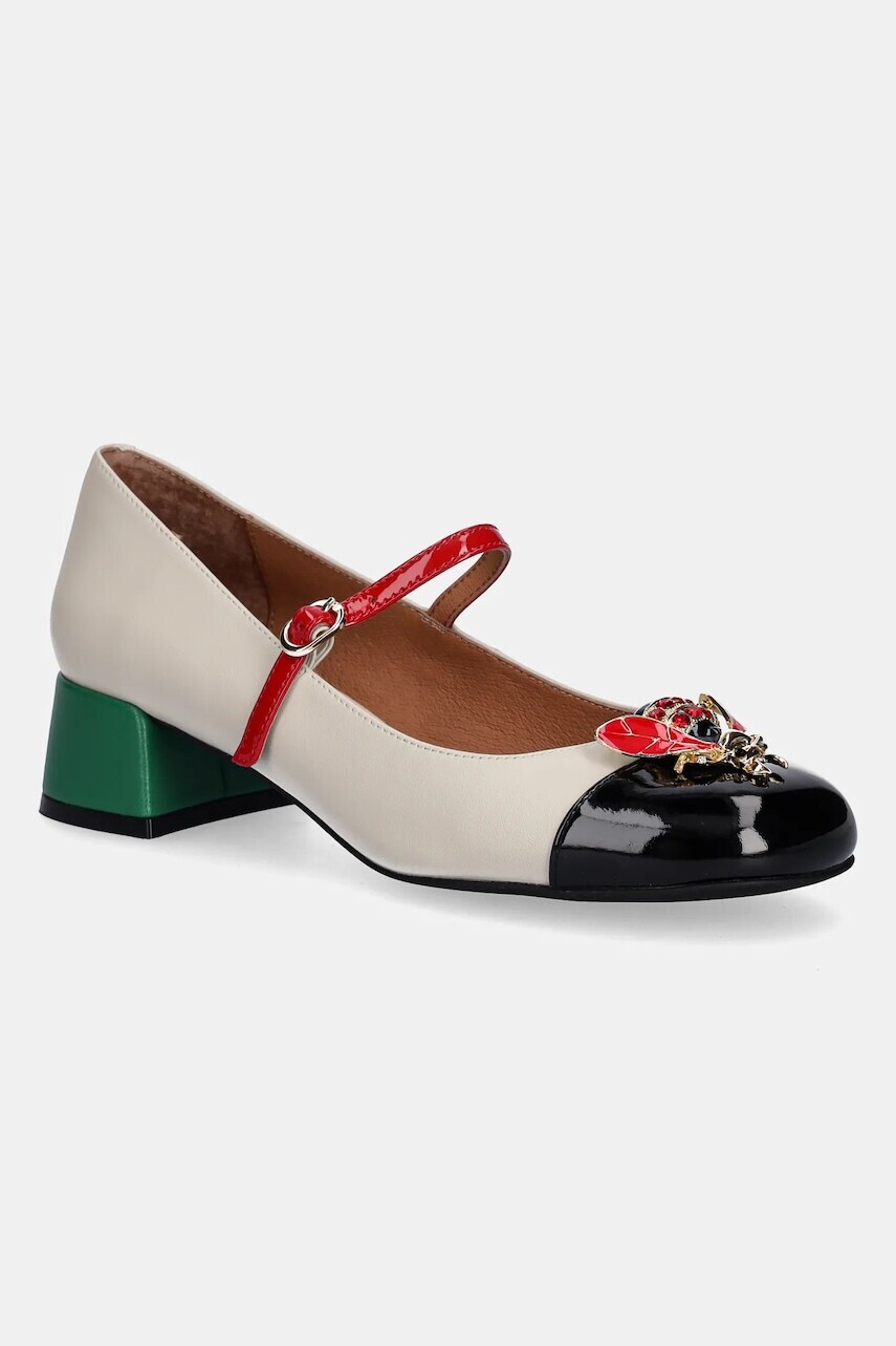 Kožené lodičky Jeffrey Campbell JITTERBUG béžová farba, na podpätku, U88-05A