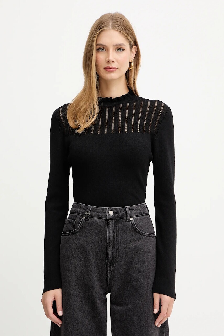 Sveter Morgan čierna farba, ľahký, s polorolákom, MSNOWI