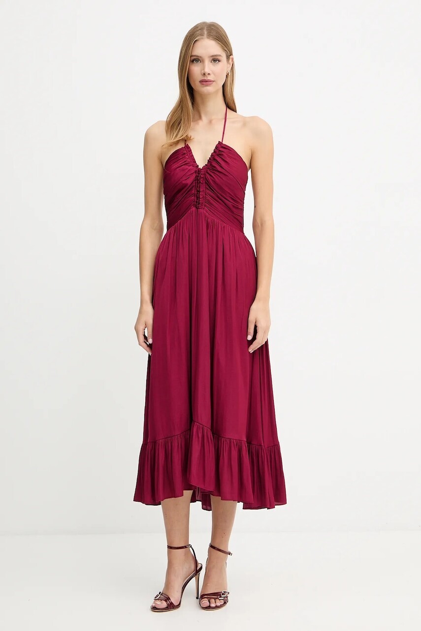 Šaty Morgan bordová farba, mini, áčkový strih, ROCE