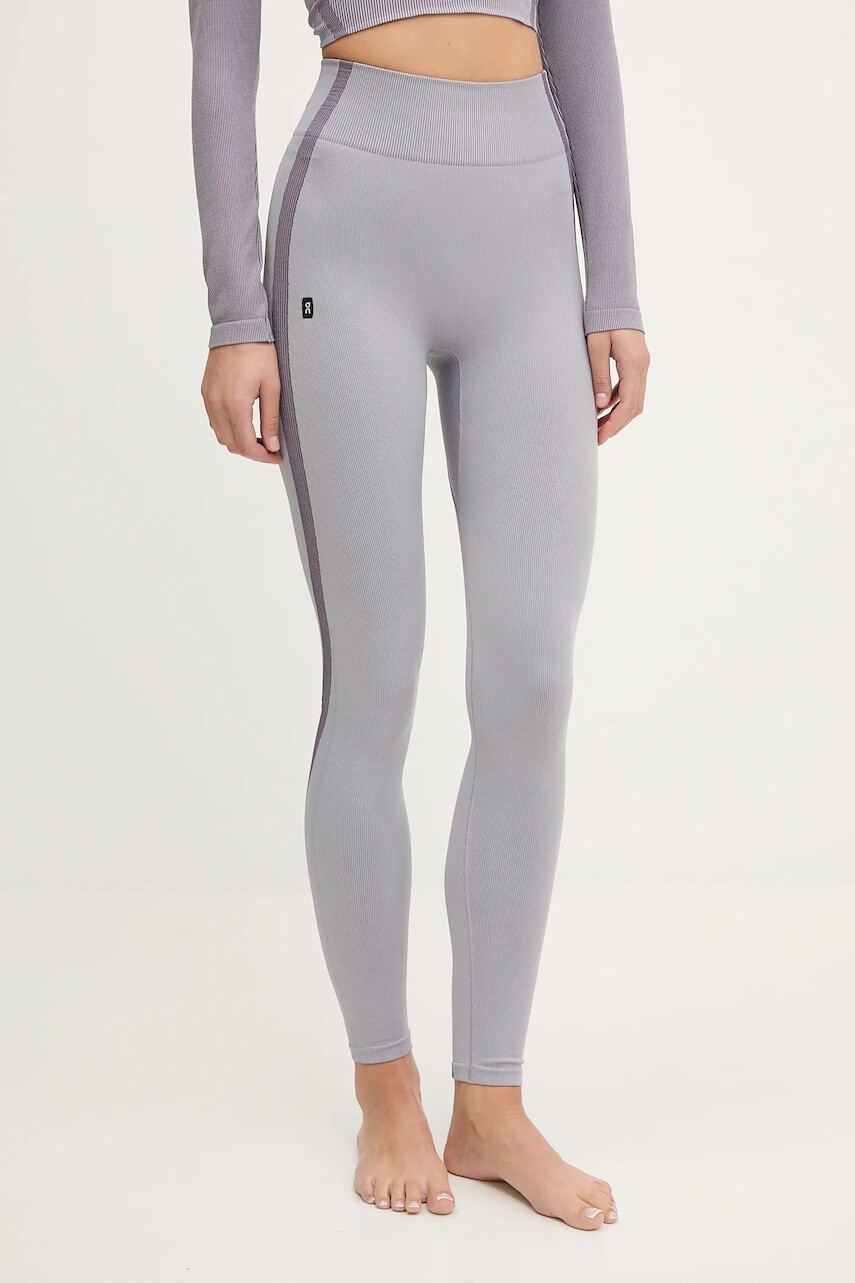 Legíny na jogu ON running Studio fialová farba, vzorované, 1WF10353857