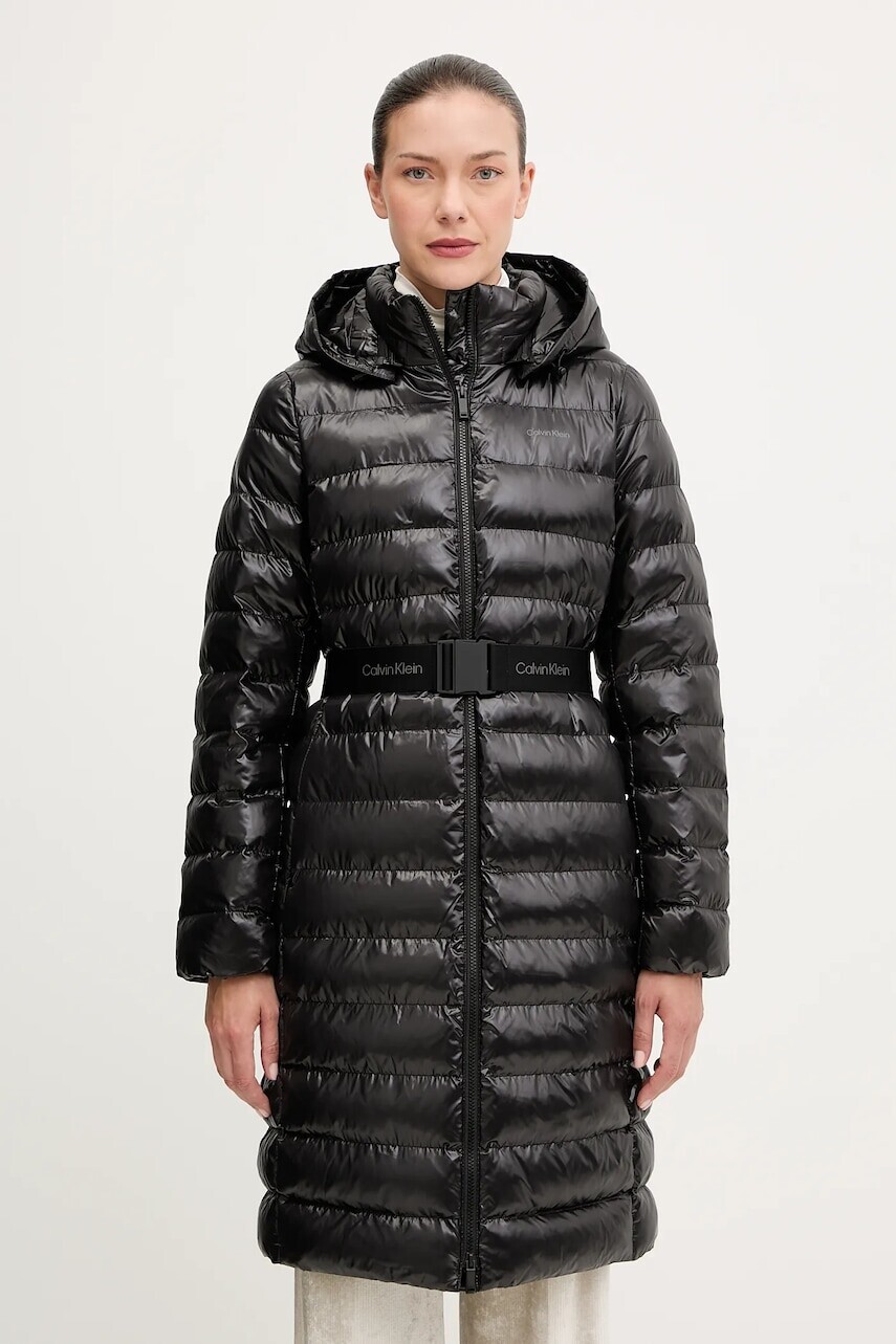 Bunda Calvin Klein čierna farba, zimná, LV044D543G