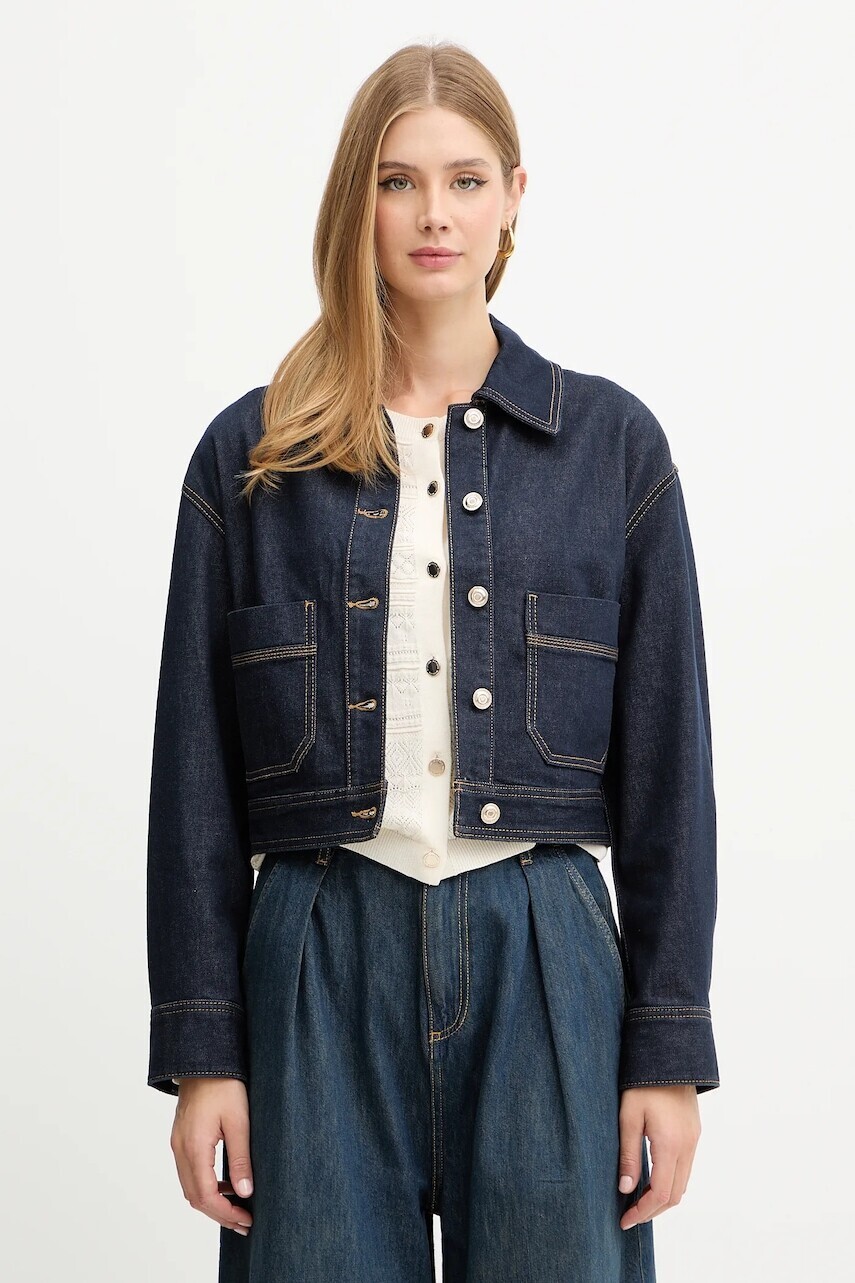 Rifľová bunda Morgan tmavomodrá farba, prechodná, oversize, GADZA