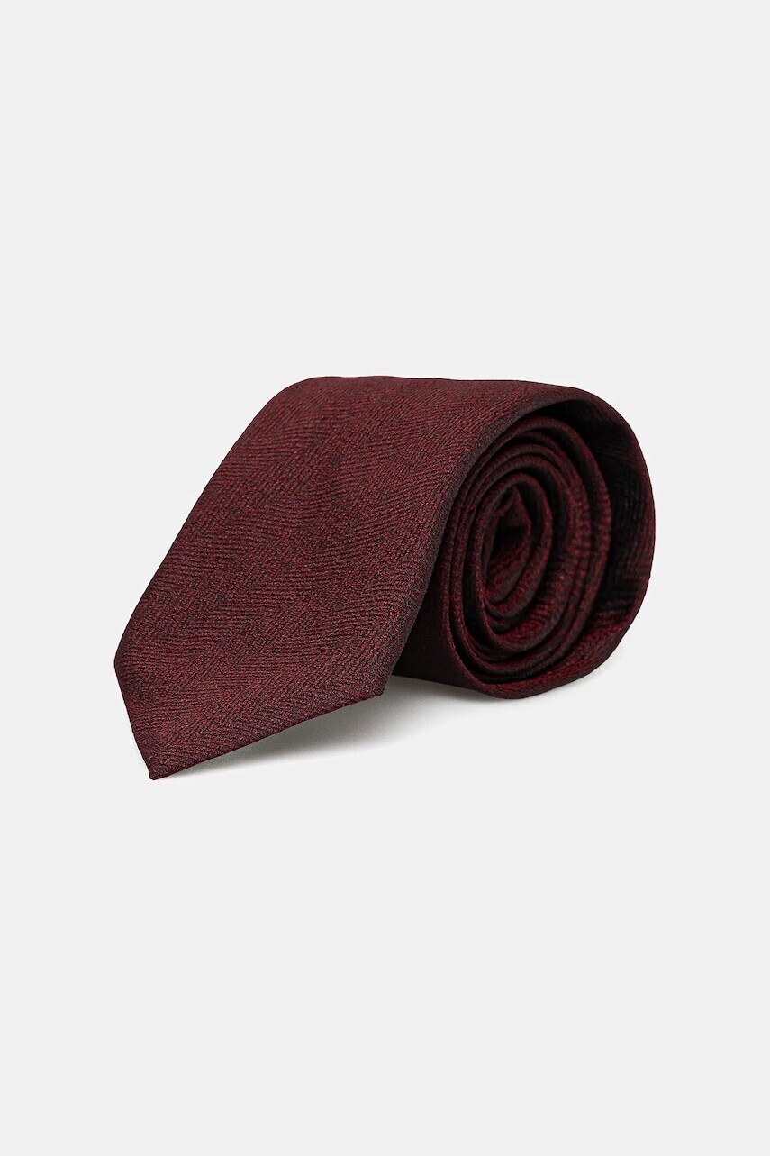 Kravata s prímesou hodvábu BOSS bordová farba, 50550504
