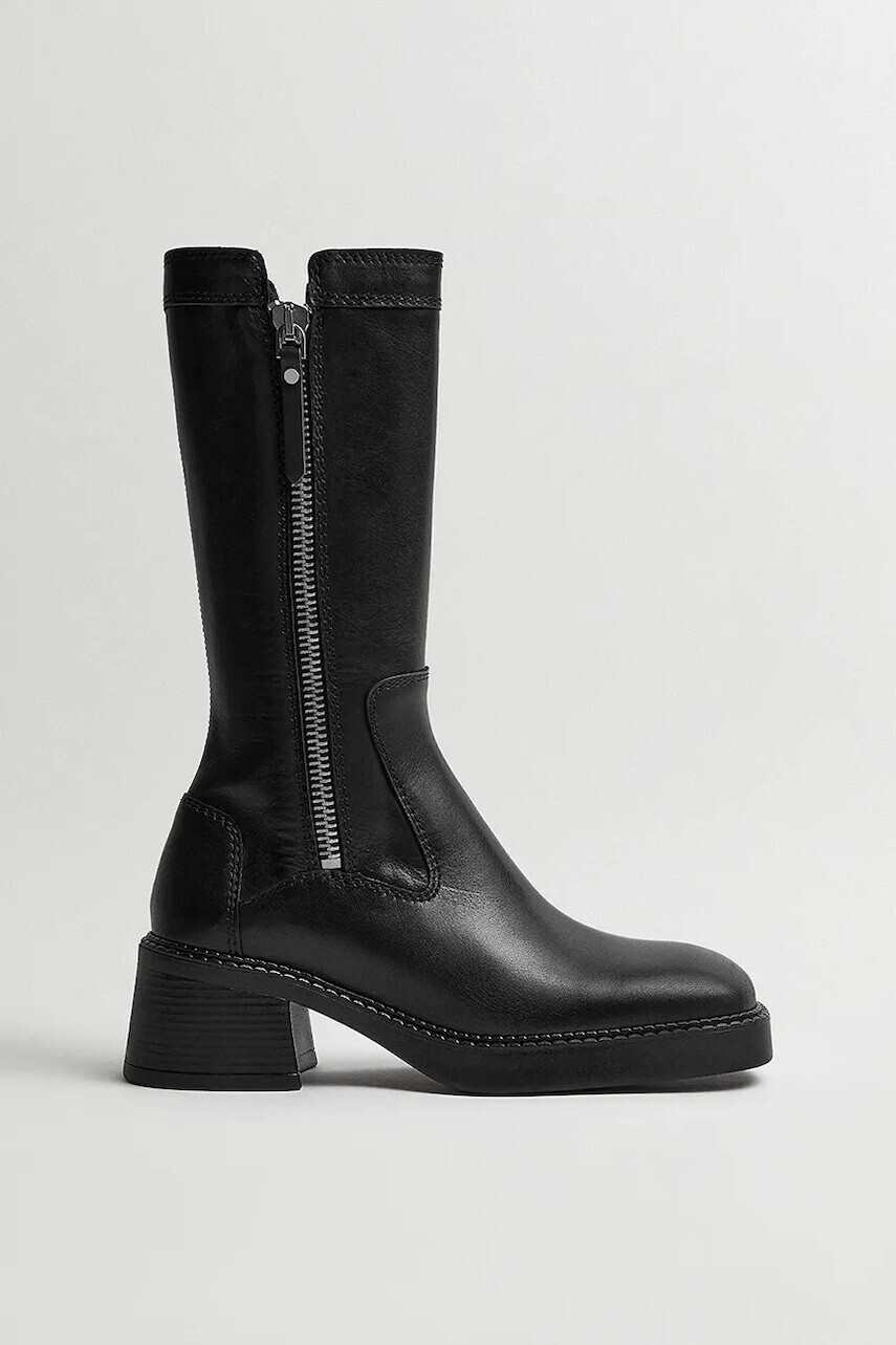 Kožené členkové topánky Miista Anke čierna farba, na podpätku, E8_3988