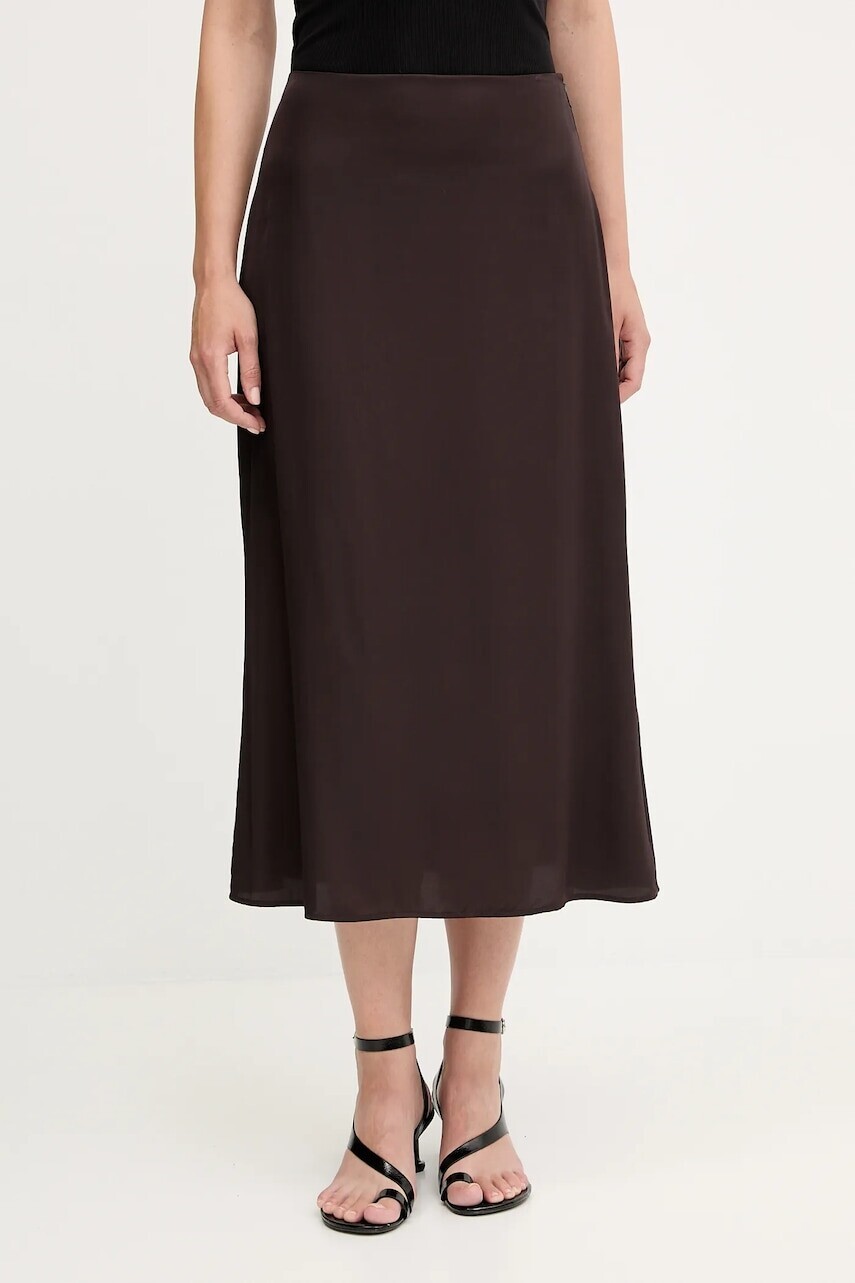 Sukňa Marc O'Polo hnedá farba, midi, áčkový strih, 508116920109