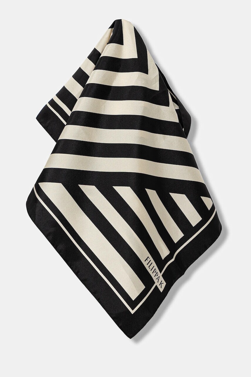 Hodvábna šatka Filippa K čierna farba, vzorovaná, 31821