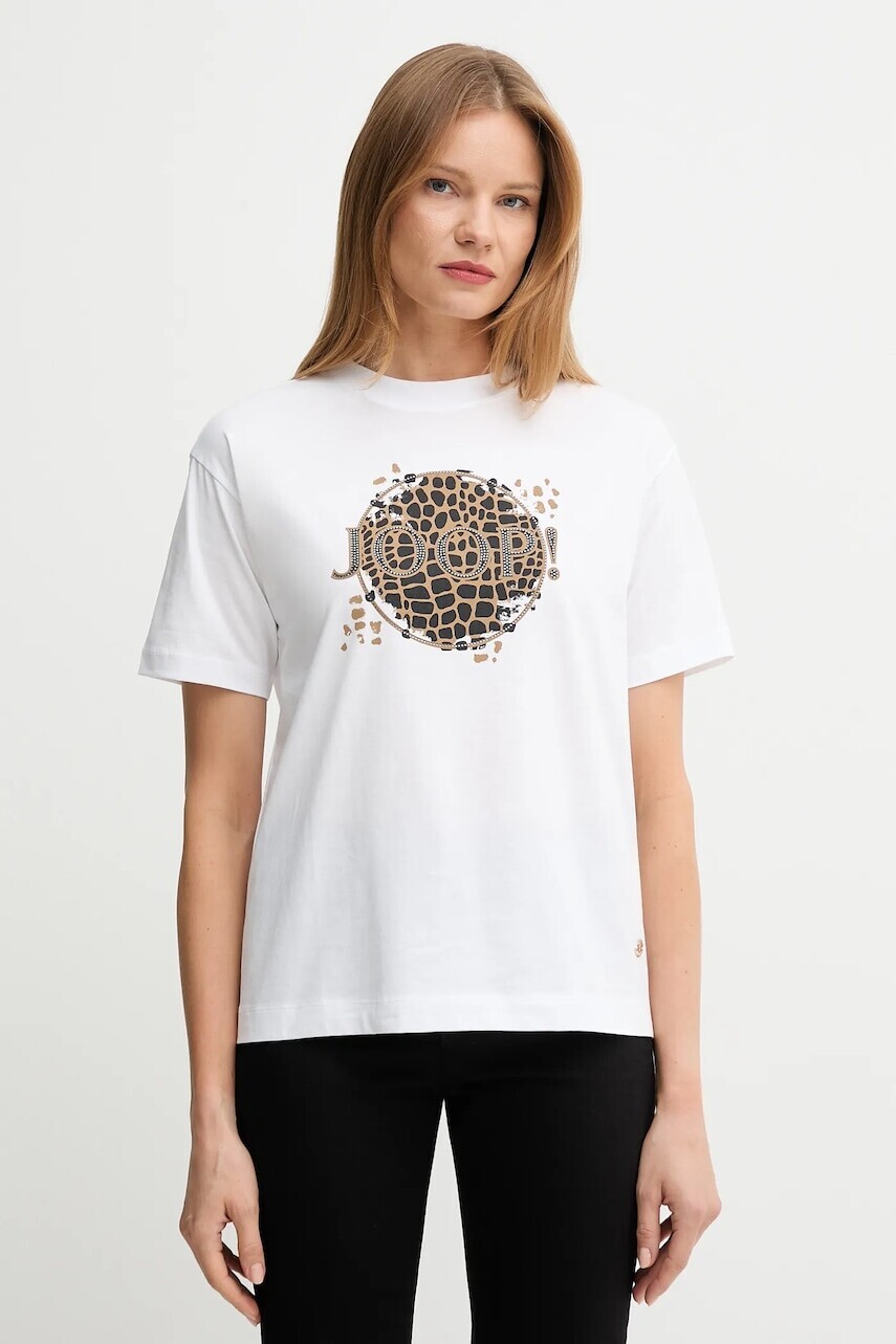 Bavlnené tričko Joop! dámske, biela farba, 30048383