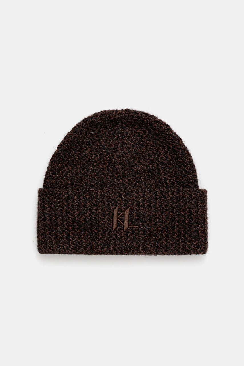 Vlnená čiapka Karl Lagerfeld hnedá farba, A4M33063