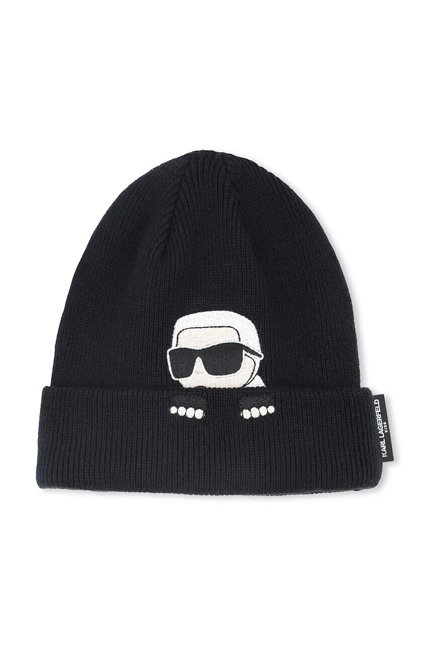 Detská bavlnená čiapka Karl Lagerfeld čierna farba, Z31004