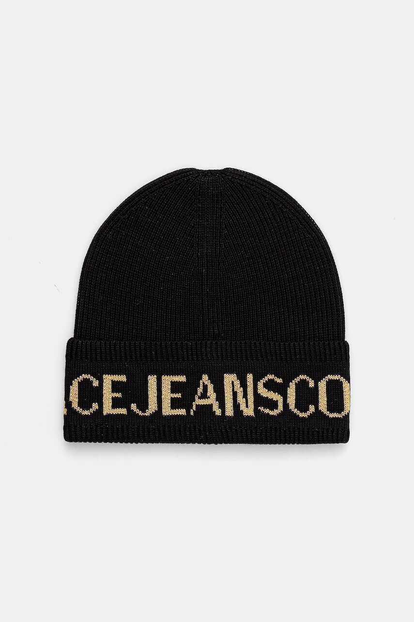 Vlnená čiapka Versace Jeans Couture čierna farba, 79HAZK40 ZG400