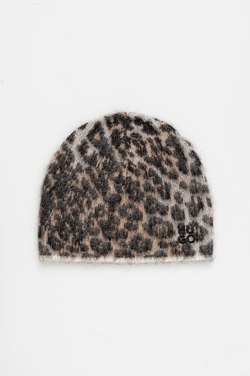 Vlnená čiapka HUGO béžová farba, 50548743