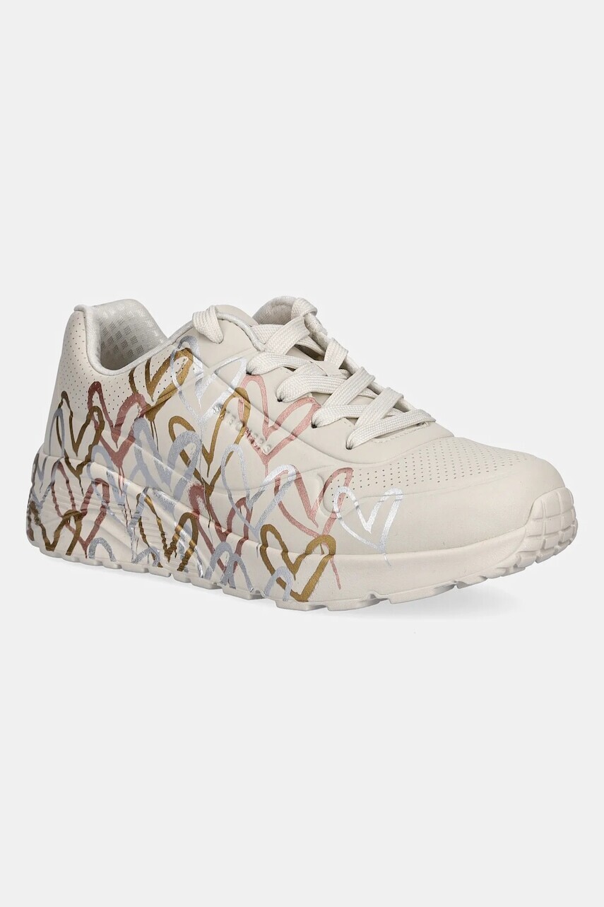 Tenisky Skechers UNO LITE - METALLIC LOVE béžová farba, 314067L