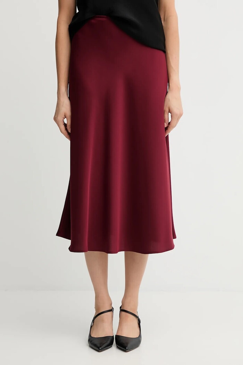 Sukňa Joop! bordová farba, midi, áčkový strih, 30048660