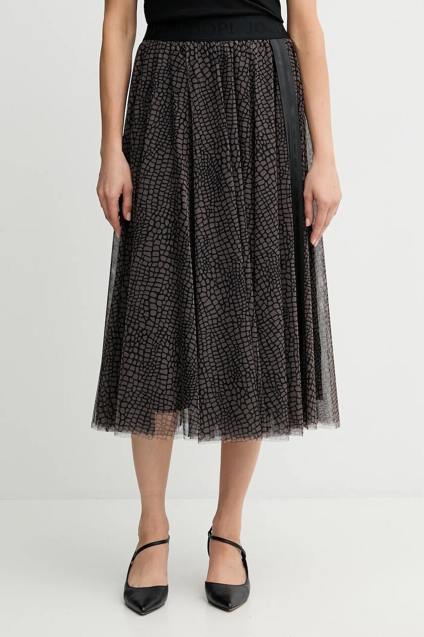 Sukňa Joop! hnedá farba, midi, áčkový strih, 30048633