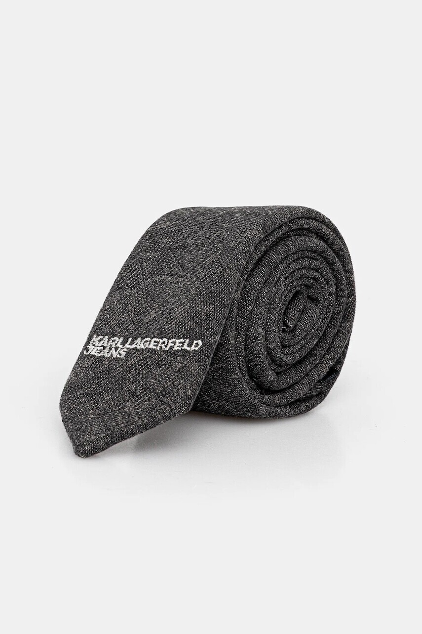 Bavlnená kravata Karl Lagerfeld Jeans šedá farba, vzorovaná, A4W33086