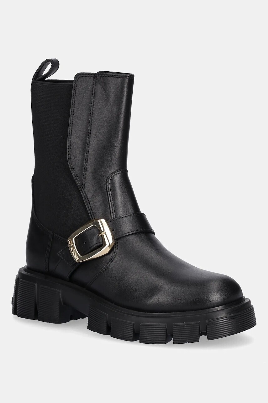 Kožené topánky chelsea Love Moschino čierna farba, na platforme, JA24105G1NIA0000