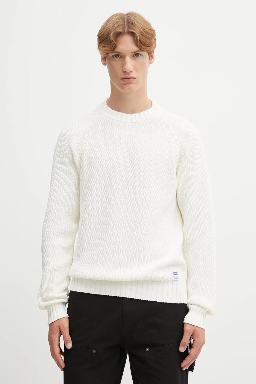 Bavlnený sveter Hugo Blue béžová farba, ľahký, 50551398