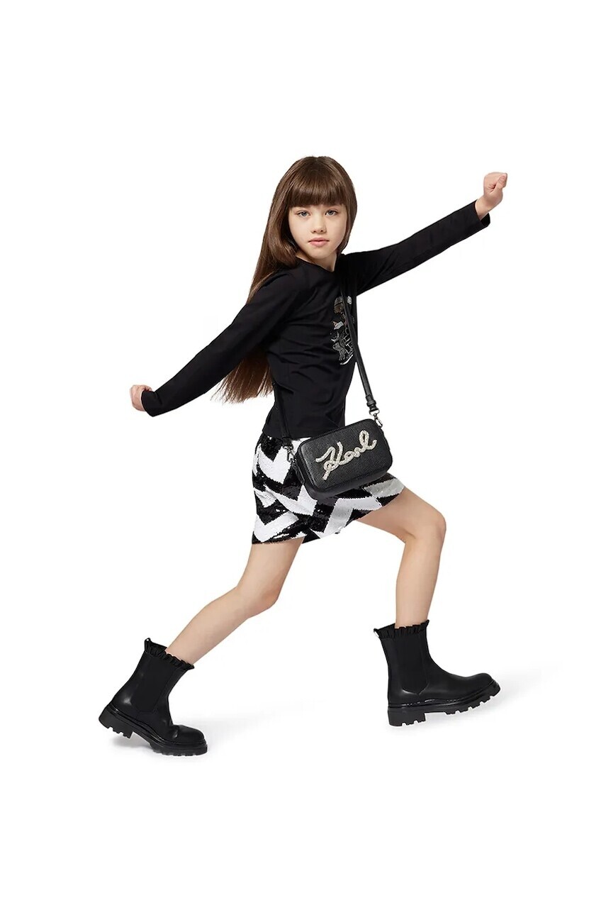 Detské krátke nohavice Karl Lagerfeld čierna farba, vzorované, Z30591