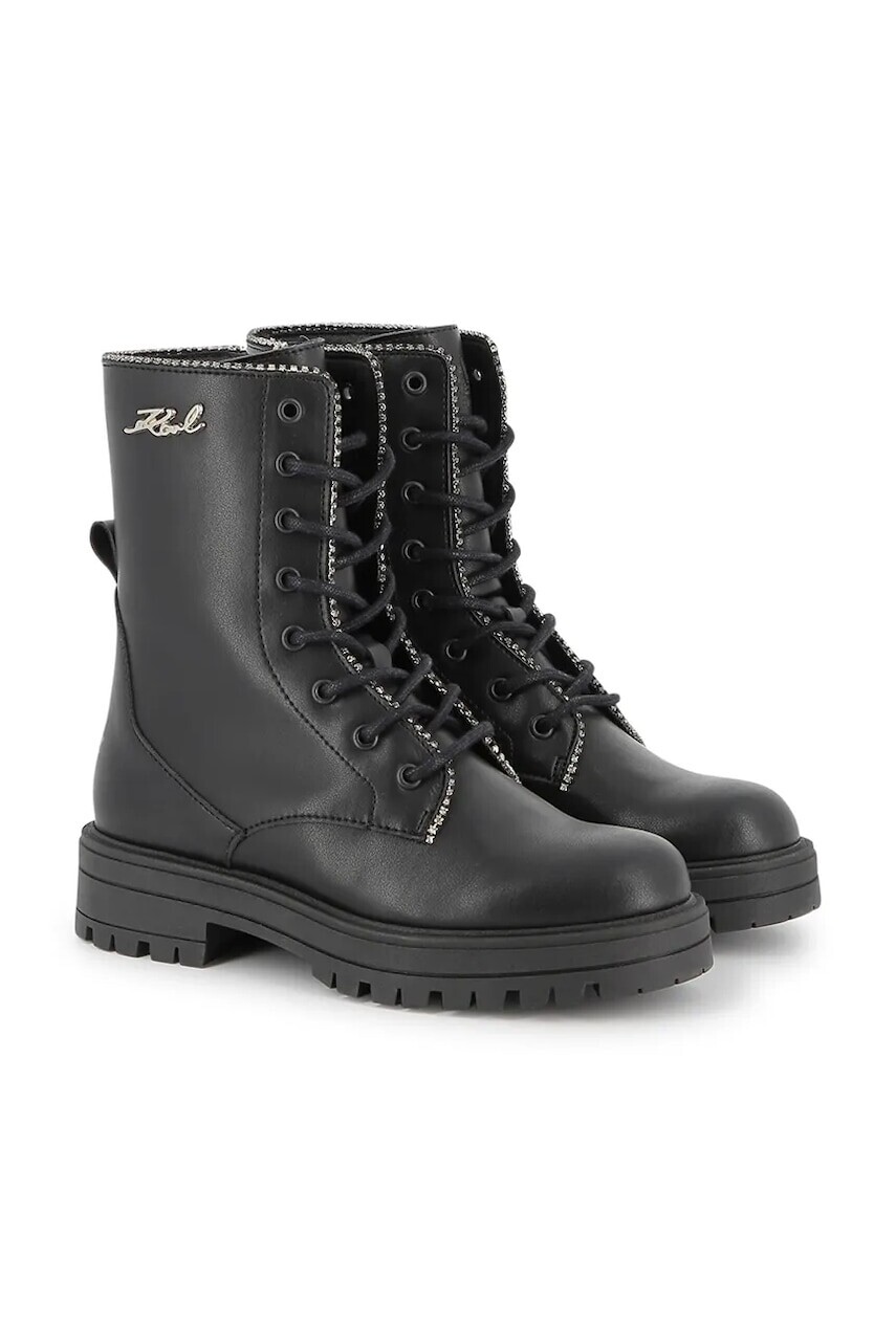 Detské kožené topánky Karl Lagerfeld čierna farba, Z30983
