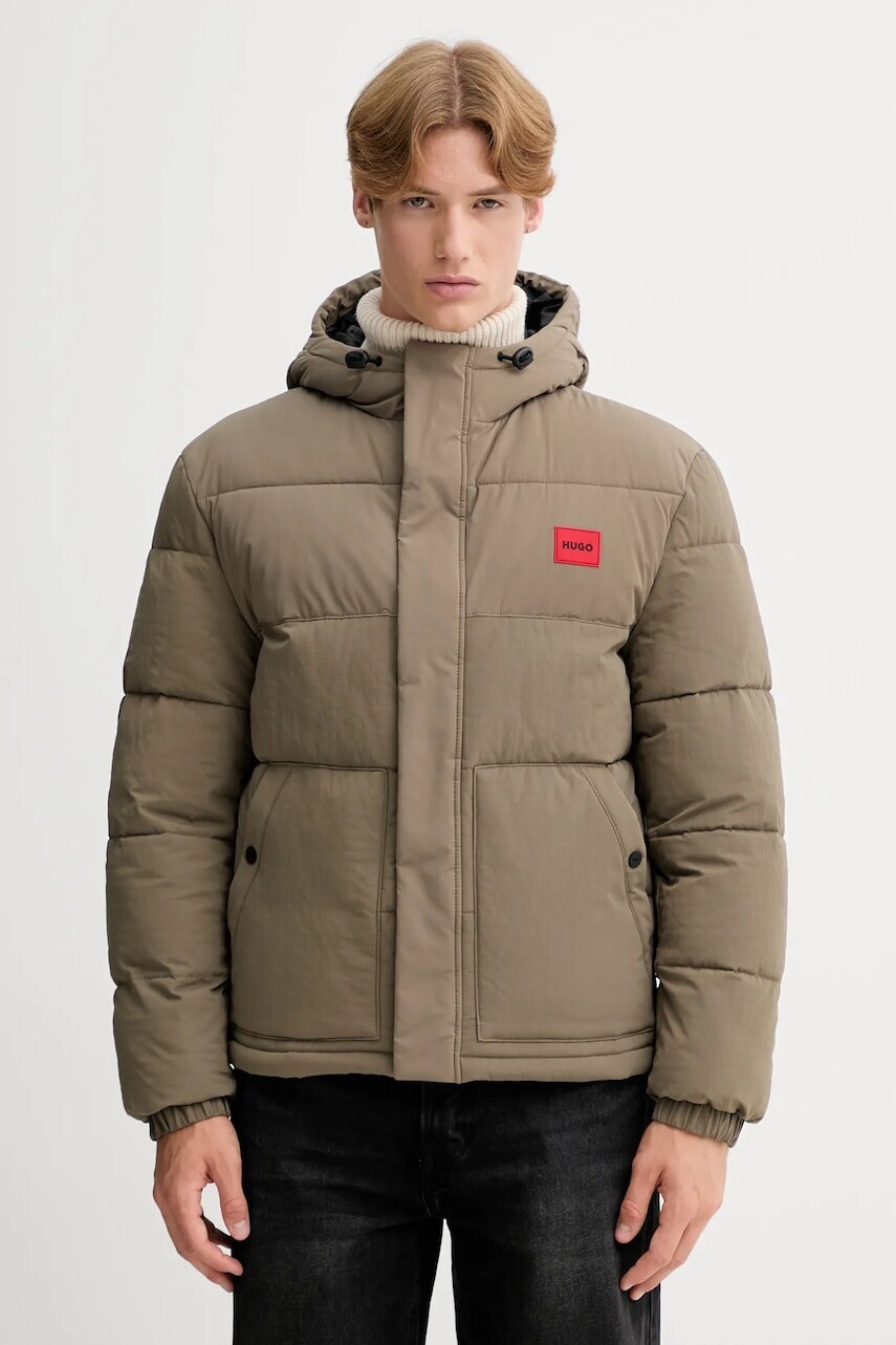 Bunda HUGO zelená farba, zimná, 50547897