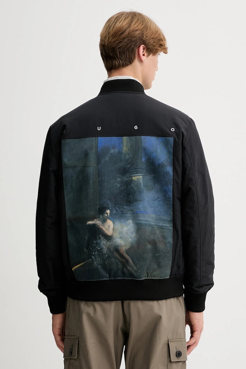 Bunda HUGO čierna farba, prechodná, 50546233