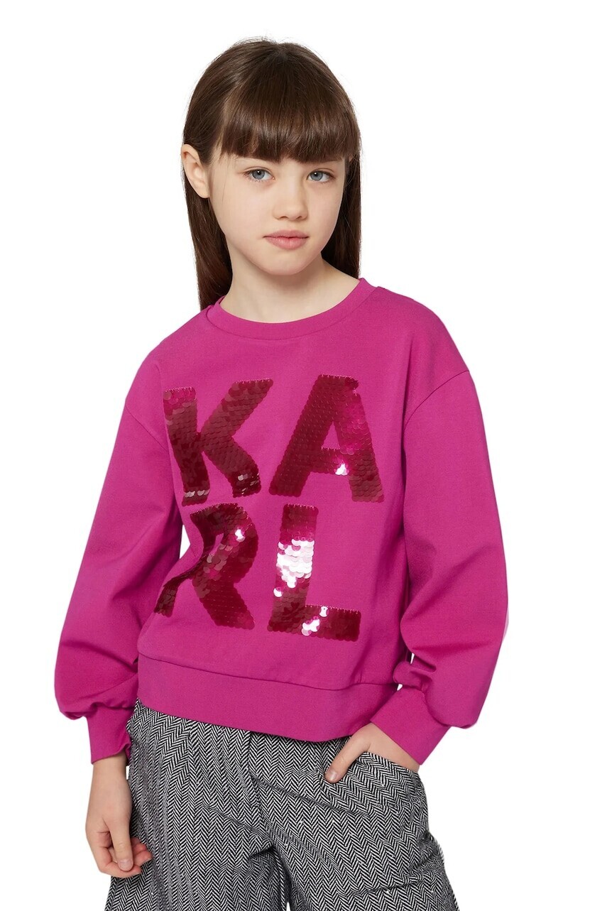 Detská mikina Karl Lagerfeld ružová farba, s nášivkou, Z30613