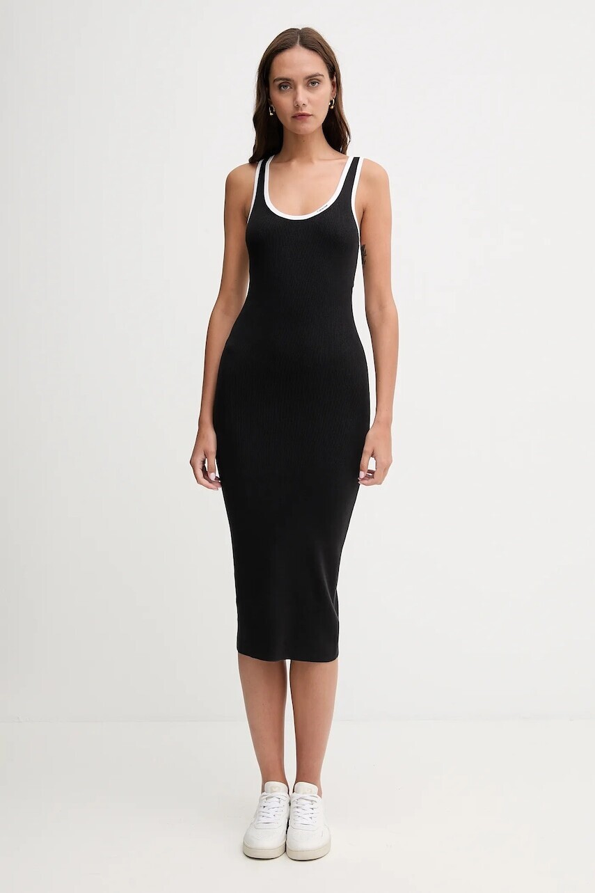 Šaty Calvin Klein Jeans čierna farba, midi, priliehavé, LV047D301G