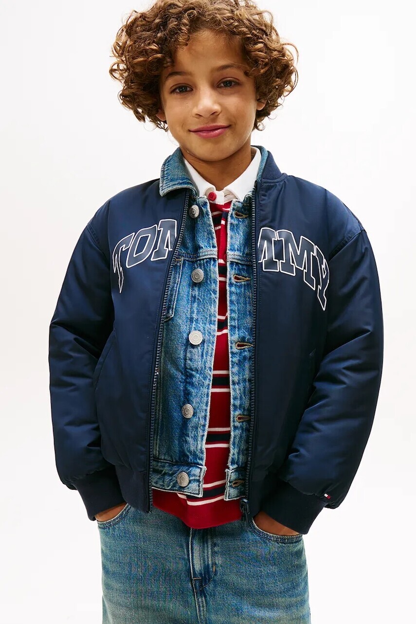 Detská bunda Tommy Hilfiger tmavomodrá farba, KB0KB09957