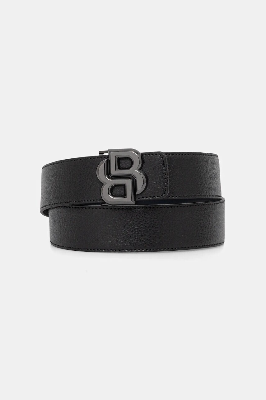 Obojstranný kožený opasok BOSS čierna farba, 50529609