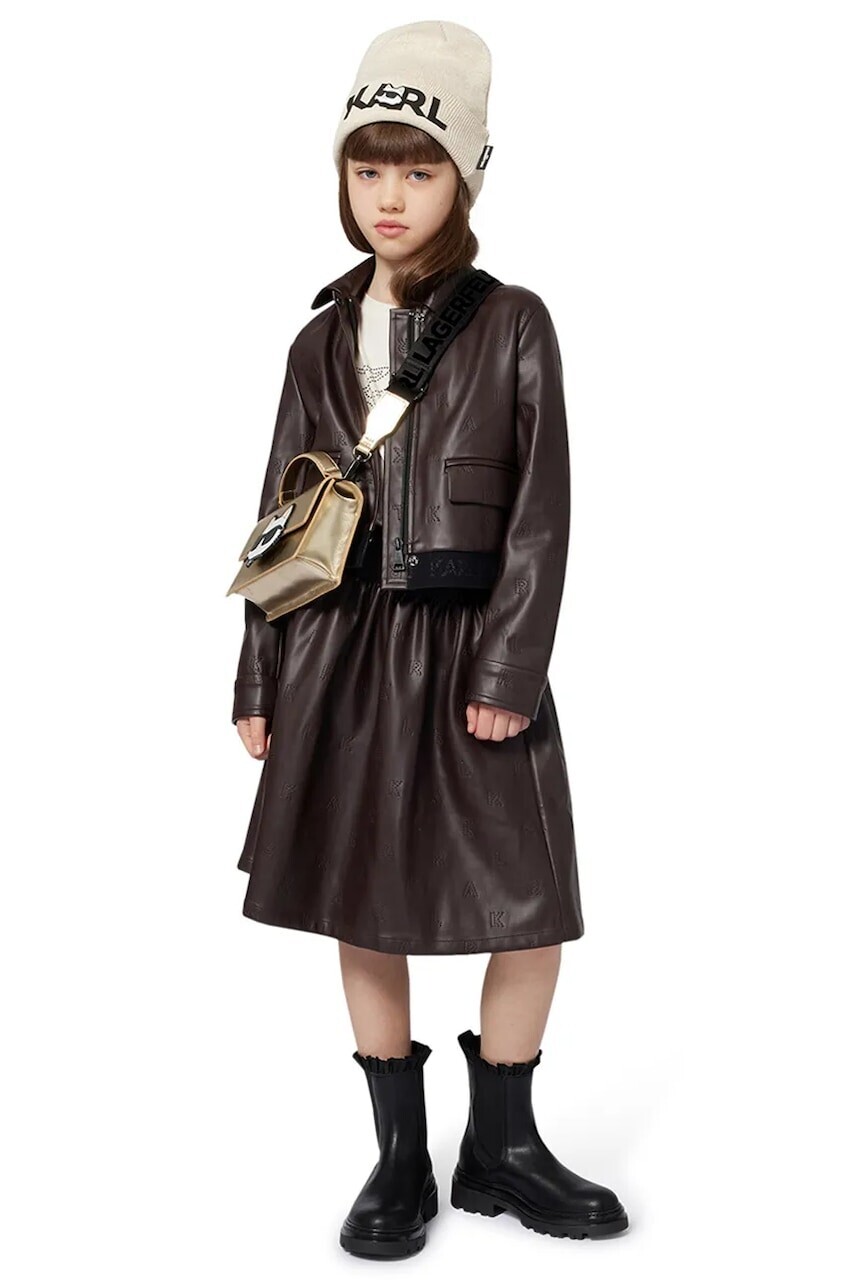 Detská bunda Karl Lagerfeld hnedá farba, Z30607