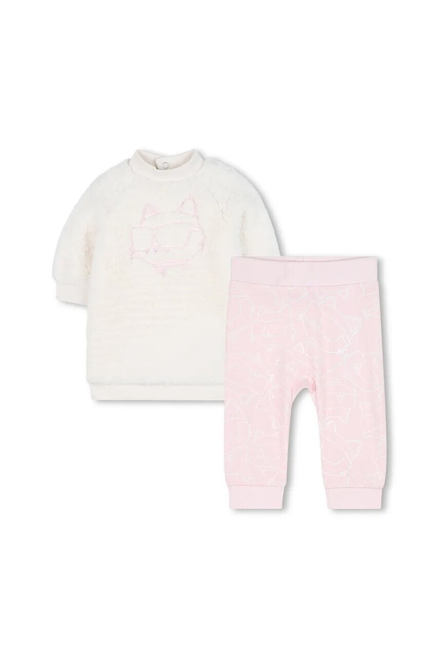 Detská tepláková súprava z bavlny Karl Lagerfeld ružová farba, Z30971