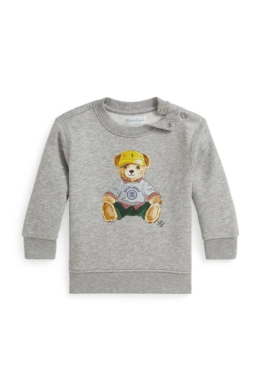 Detská mikina Polo Ralph Lauren šedá farba, s potlačou, 320P00514001