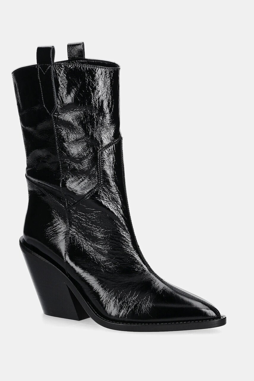 Kožené kovbojské topánky IRO Mazola čierna farba, na podpätku, WF38MAZOLA