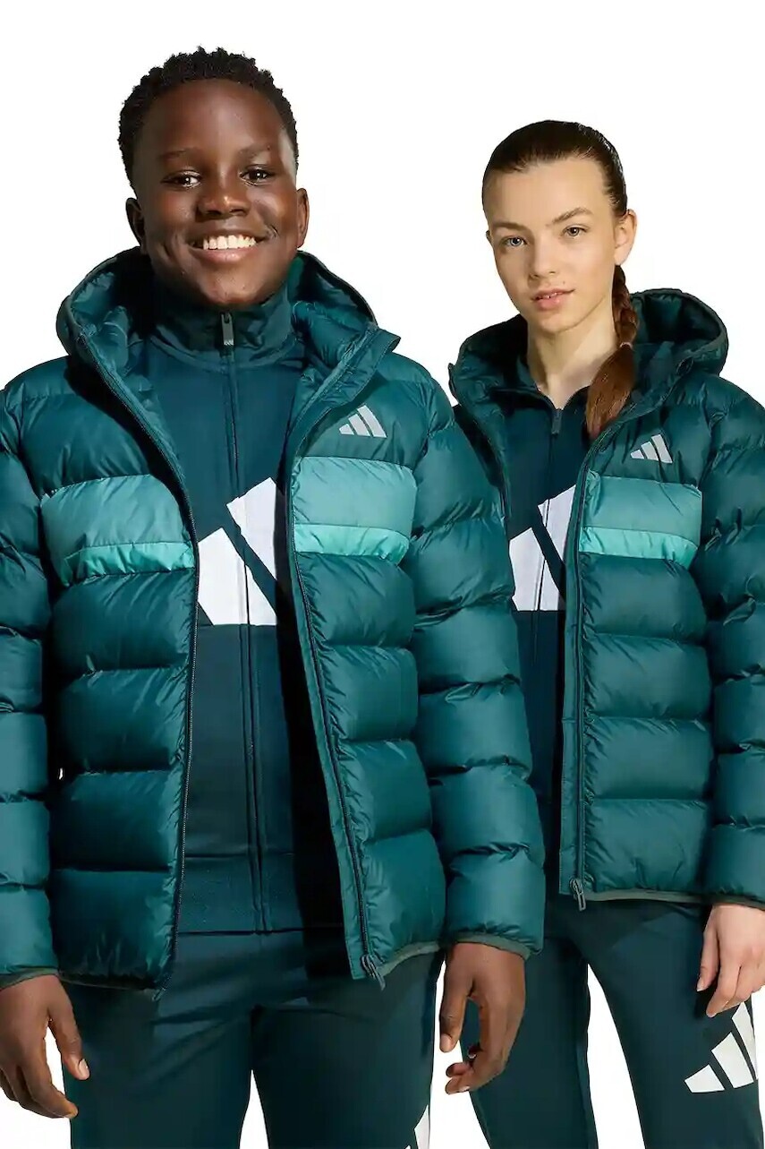 Detská bunda adidas zelená farba, JL7437
