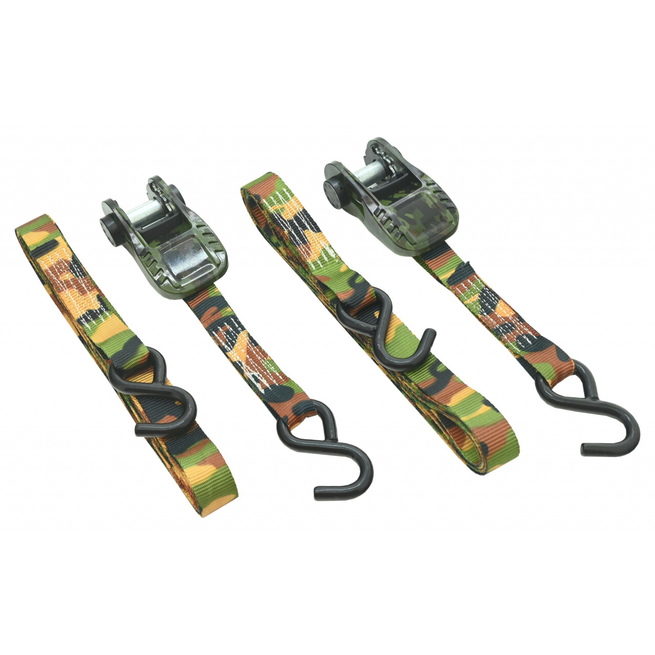 Popruh s račňou a hákmi 2ks 250daN 25mm x 5m - woodland