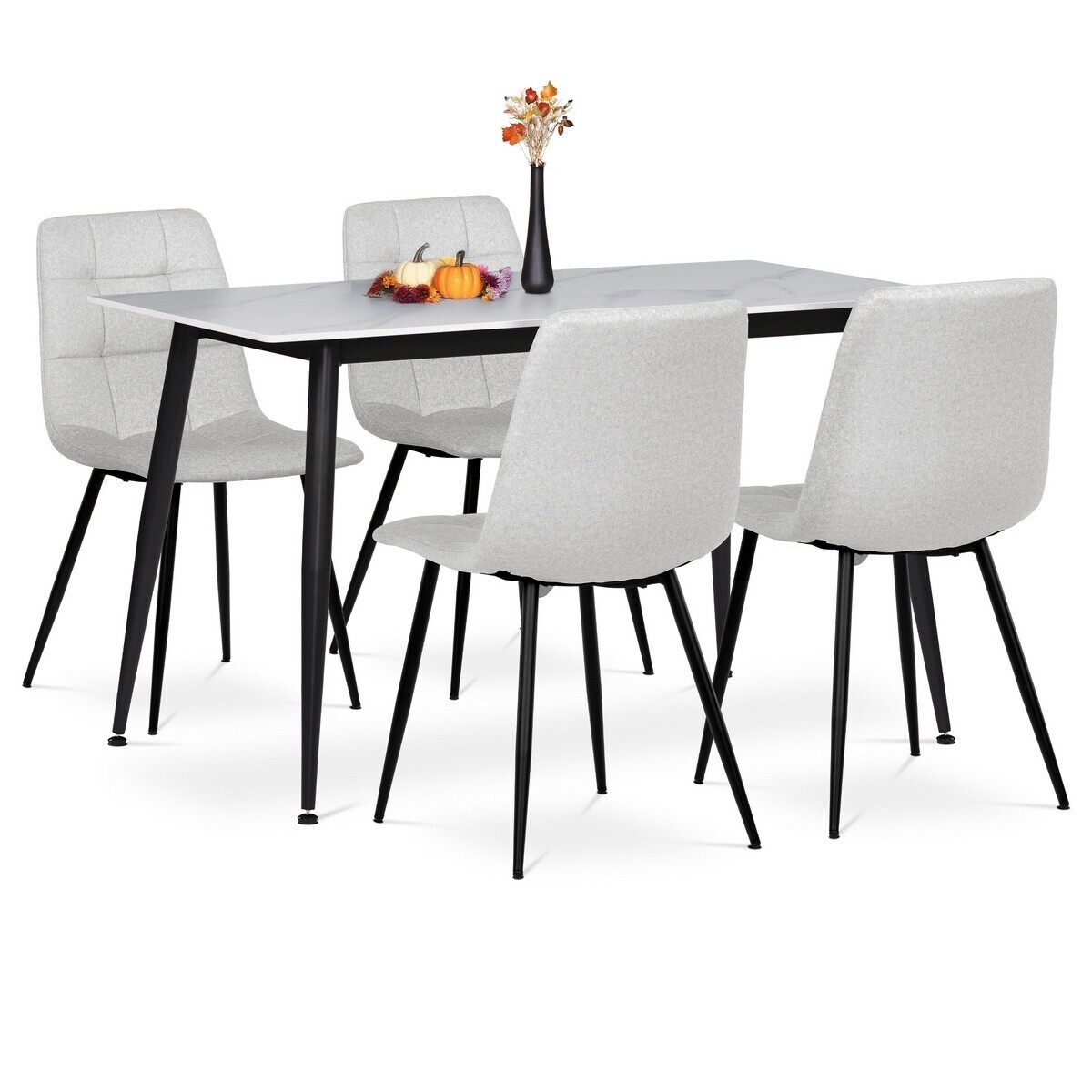 Jedálenský set zo slinuté keramiky a kovu 5 ks,biela