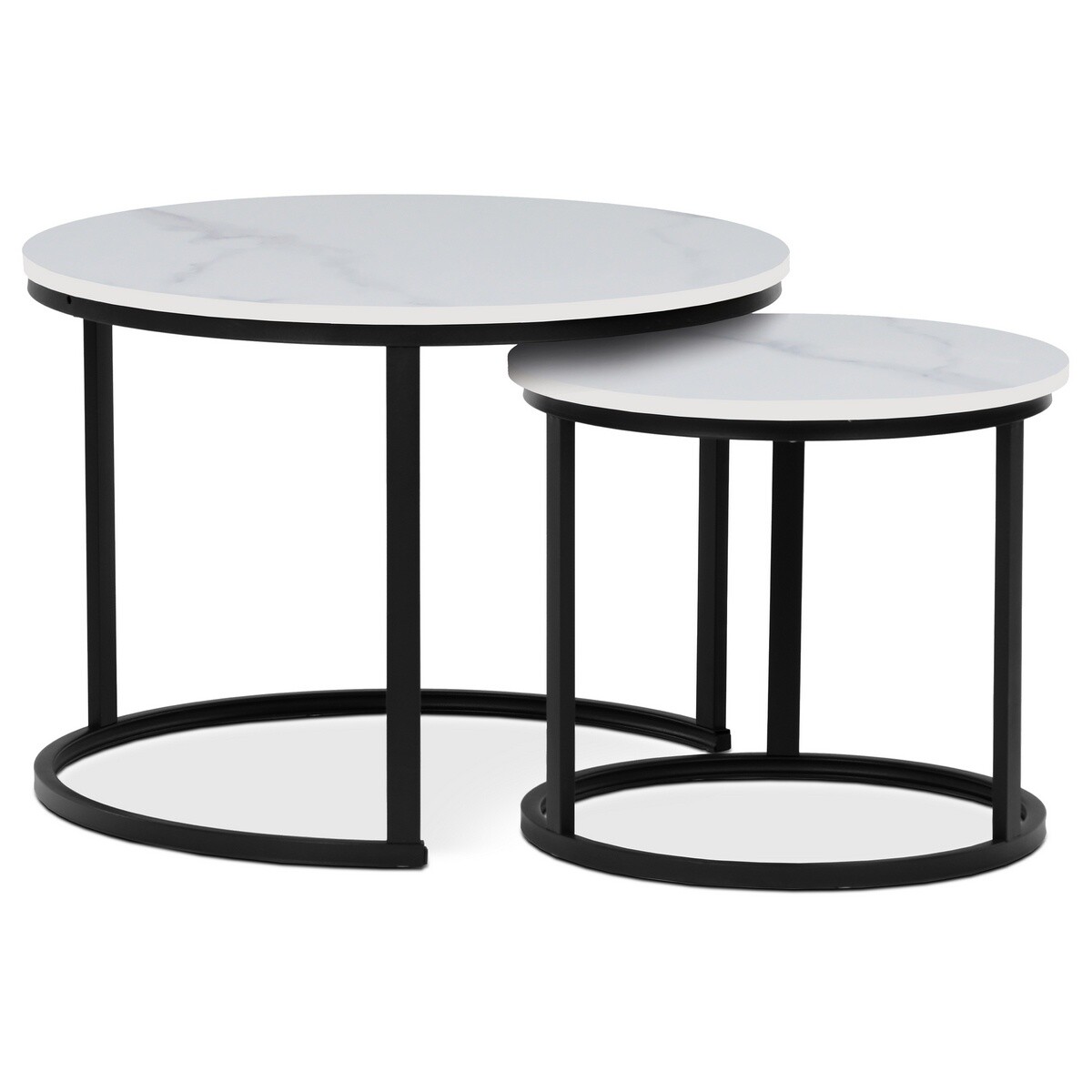 Sada konferenčných stolíkov, biely mramor, 2 ks