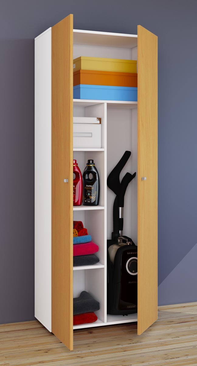 VCM Úklidová skříňka Vandol Il s dvířky, bílá