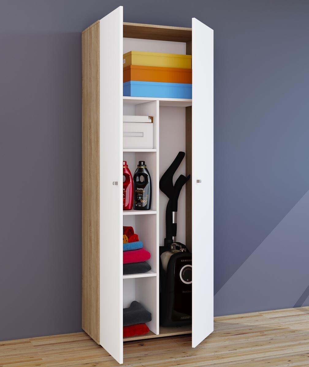 VCM Úklidová skříňka Vandol Il s dvířky, dub sonoma