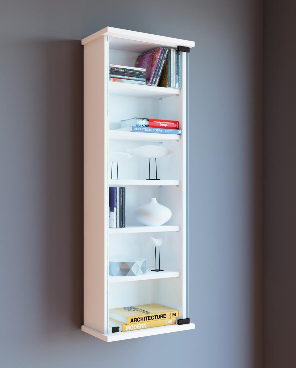 VCM Nástěnná police CD/DVD Loposa na 150 CD, bílá