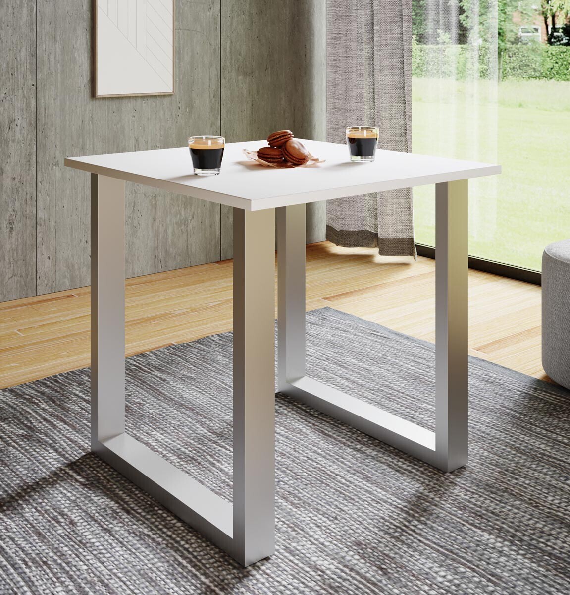 Jídelní stůl Xona 80x80 U-nohy, bílý